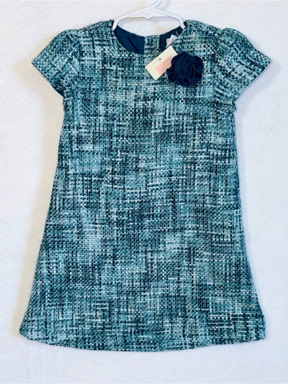 NWT Janie and Jack Tweed Dress with Rosette Detail